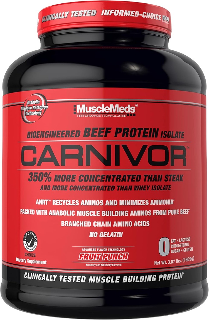 MuscleMeds Carnivor Beef Protein Isolate Powder, Fruit Punch, 4 lb