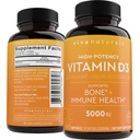 Viva Naturals Vitamin D3 5000 IU Softgels, 360 Kont (125 mcg), Supports Bone & Immune Health, High Potency Vitamin D D
