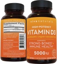 Viva Naturals Vitamin D3 5000 IU Softgels, 360 Kont (125 mcg), Supports Bone & Immune Health, High Potency Vitamin D D