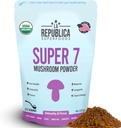 La Republica Superfood Super 7 Mushroom Extract Toz, Lion's Mane, Reishi, Chaga, Cordyceps, Shiitake, Maitake ve Türkiye Tail (8 oz) içerir.