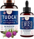 WINDSOR BOTANICALS Tudca με Silymarin Milk Thittle και Vegan Vitamin B12 Liquid - Bundle Υποστήριξης Υγείας