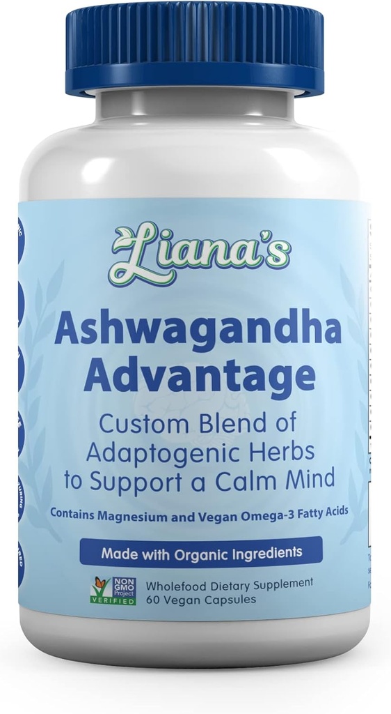 Ashwagandha Avantajı, Stres Yardımı için Bir Organik Ölçeği, Mood & Adrenal Destek. Ashwagandha, Turmeric, Spirulina ve More- 60 Capsules Pure Non-GMO Vegan Supplement
