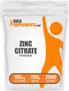 BulkSupplements.com Κιτρικός ψευδάργυρος σε σκόνη - Συμπληρώματα ψευδαργύρου, Συμπλήρωμα Ορυκτών, για την υποστήριξη του ανοσοποιητικού - Χωρίς γλουτένη, 100mg ανά υπηρεσία, 250g (8,8 oz) (πακέτο του 1)