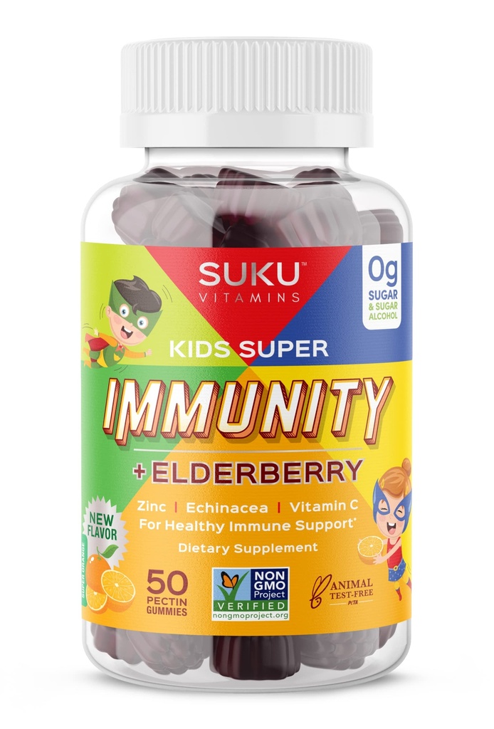 SUKU Vitaminleri - Çocuklar Süper Immunity - Yaşlılar, Echinacea, Immune Support için A ve çinko Gummies - Non GMO, Gluten Sugar Free - Pomegranate Lime Gummy