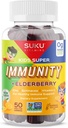 SUKU Βιταμίνες - Παιδιά Σούπερ Ανοσία - Elderberry, Echinacea, Βιταμίνη Α και Zinc Gummies για την υποστήριξη του ανοσοποιητικού - εύκολο να μασήσει - μη ΓΤΟ, Χωρίς γλουτένη ζάχαρη - Ρόδι Lime Gummy Βιταμίνες, 50 Count