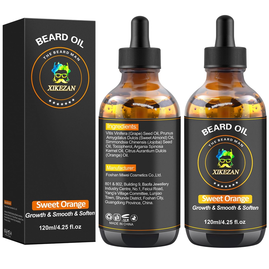 Έλαιο Beard, 120ml/4.25fl.oz Ελαιόλαδο Προώθηση μεγάλου όγκου γέμιση ανάπτυξη, αφήστε σε conditioner φροντίδα γεννήσεων Φυσικό γλυκό πορτοκαλί άρωμα μουστάκια ανάπτυξη μαλακή δύναμη, δώρα για τους άνδρες