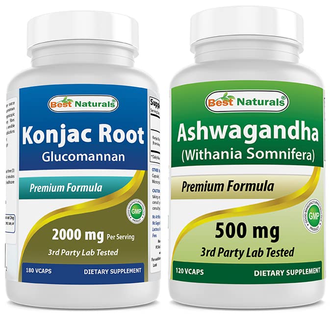 Best Naturals Konjac Root 2000 mg & εκχύλισμα Ashwagandha 500 Mg