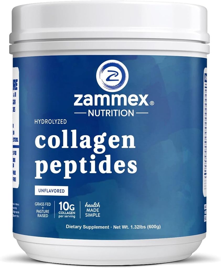 Zammex Premium Collagen Peptides σκόνη χωρίς γεύση, Hydrolyzed πρωτεϊνες Τύποι I & III, Υποστηρίζει τα μαλλιά, δέρμα, νύχια, αρθρώσεις, χόρτο Fed, μη-GMO, χωρίς γλουτένη, Paleo & Keto Φιλικές,60 Υπηρεσίες