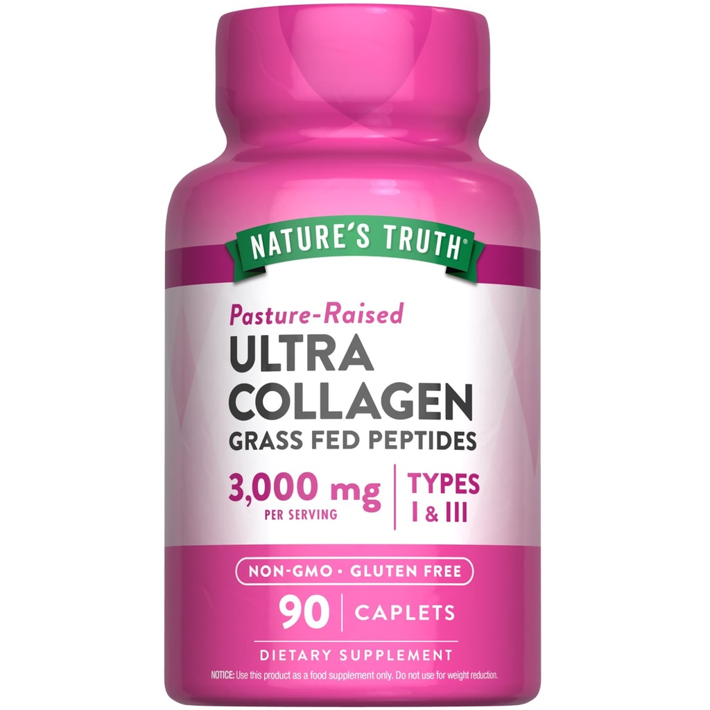 Nature's Truth Collagens | 90 Caplets | Type 1 ve 3 with C | Grass Fed, Non-GMO & Gluten Free Supplement Supplement Supplement