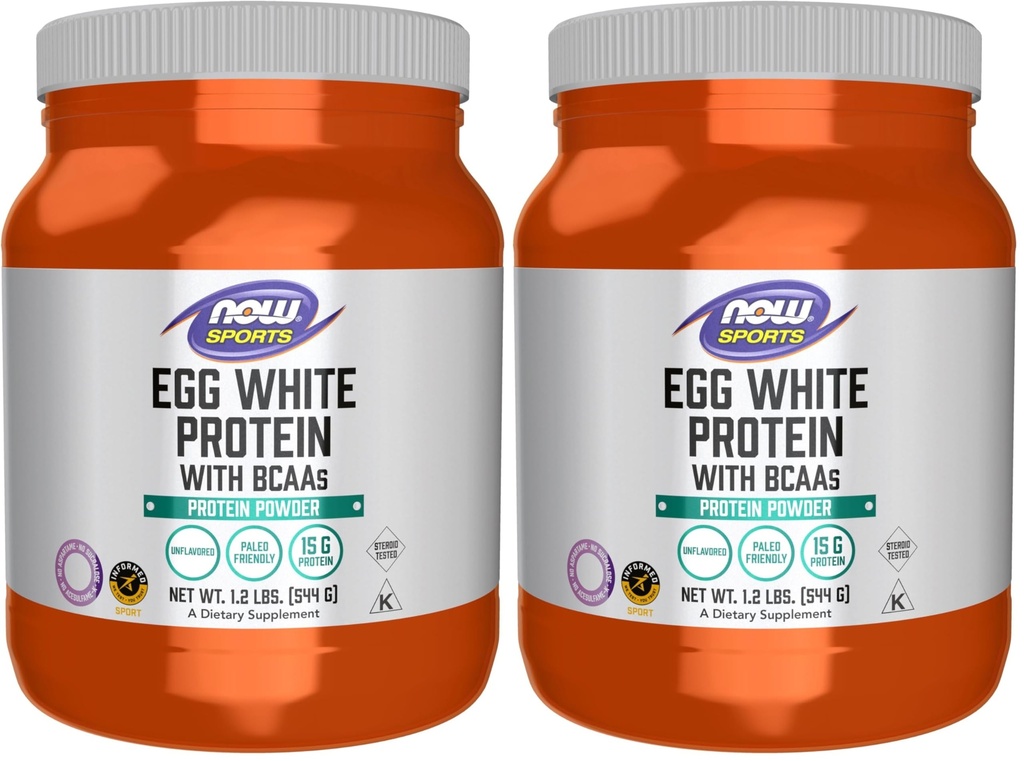 Şimdi Spor Beslenme, Yumurta Beyaz Protein, BCAAs ile 16 g, Unflavored Toz, 1.2-Pound (Pack of 2)