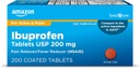 Basic Care Ibuprofen Tablets, Fever Reducer and Pain Relief from Body Aches, Πονοκέφαλος, Αρθρίτιδα και More, Brown, 200 Count (Η συσκευασία μπορεί να διαφέρει)