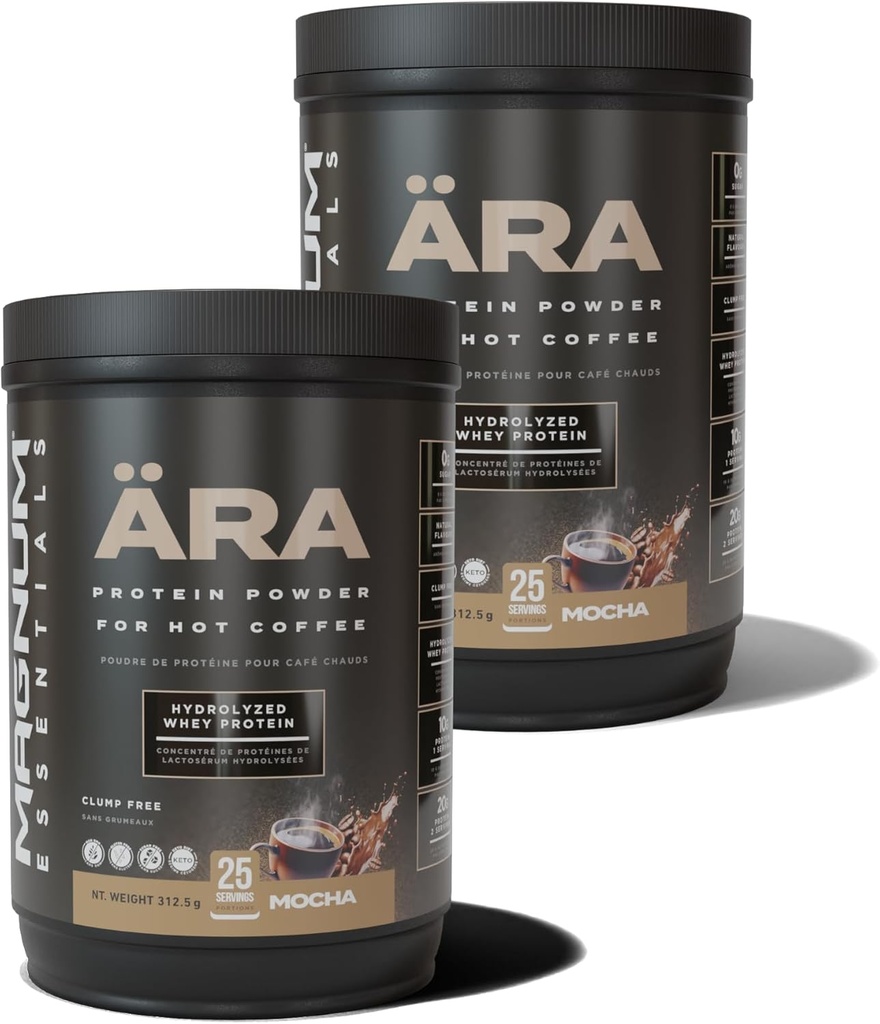Ara Mocha High Protein Toz Tub for Hot & Cold Coffee, Tea, Drinks - Sugar-Free, Clump-Free - 20g Dissolves Smoothly in Hot Drinks, 325g (2 Pack)