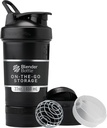 BlenderBottle Shaker Şişe Pill Organizer ve Protein Toz, Classic V2 ProStak System, 22-Ounce, Midnight Black Black