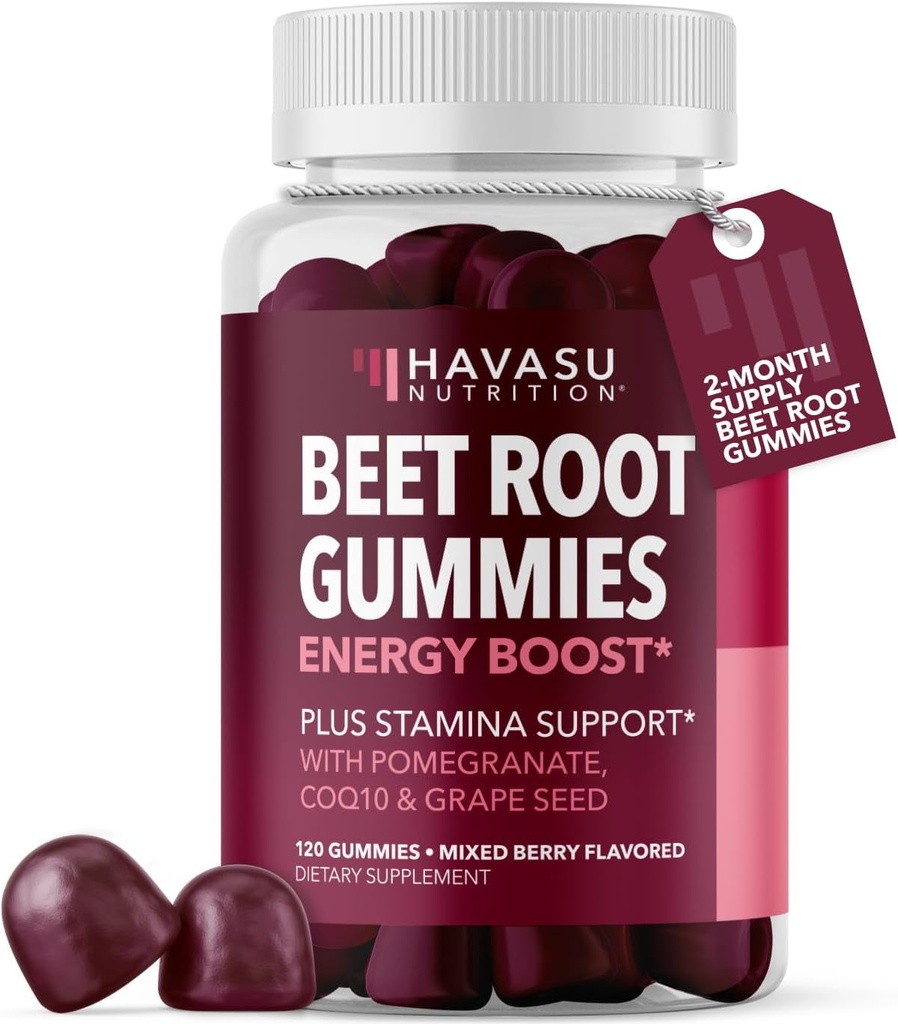 Arıt Root Gummies with COQ10 & Pomegranate - Erkekler ve Kadınlar için Nitrik Çimento Supplement - Endurance, Performans, Kurtarma - Vegan, Non-GMO, Gluten Free - Karma Berry Flavor, 120 Count