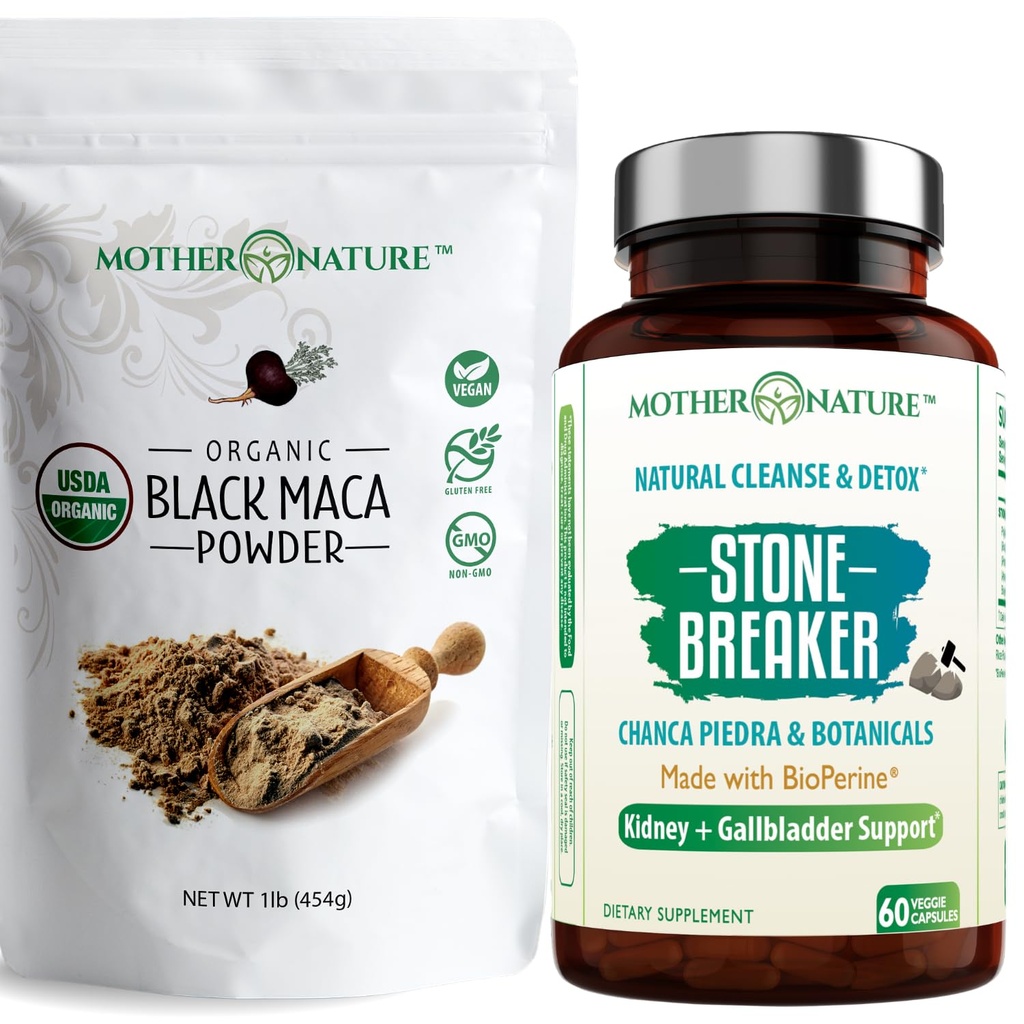 Organic Black Maca Root Powder + Chanca Piedra Stone Breaker Κάψουλες 