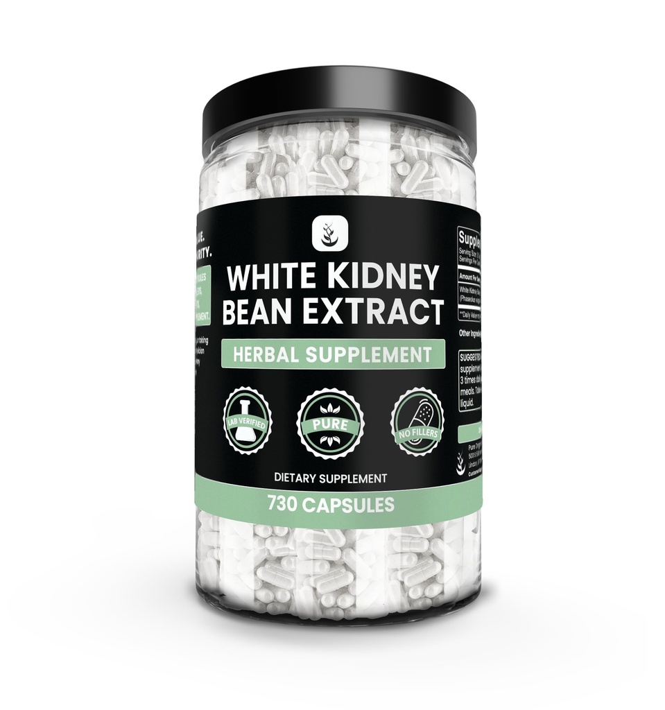 PURE ORIGINAL INGREDIENTS White Kidney Bean Extract (730 Capsules) No Magnesium Or Rice Fillers, Always Pure, Lab Verified