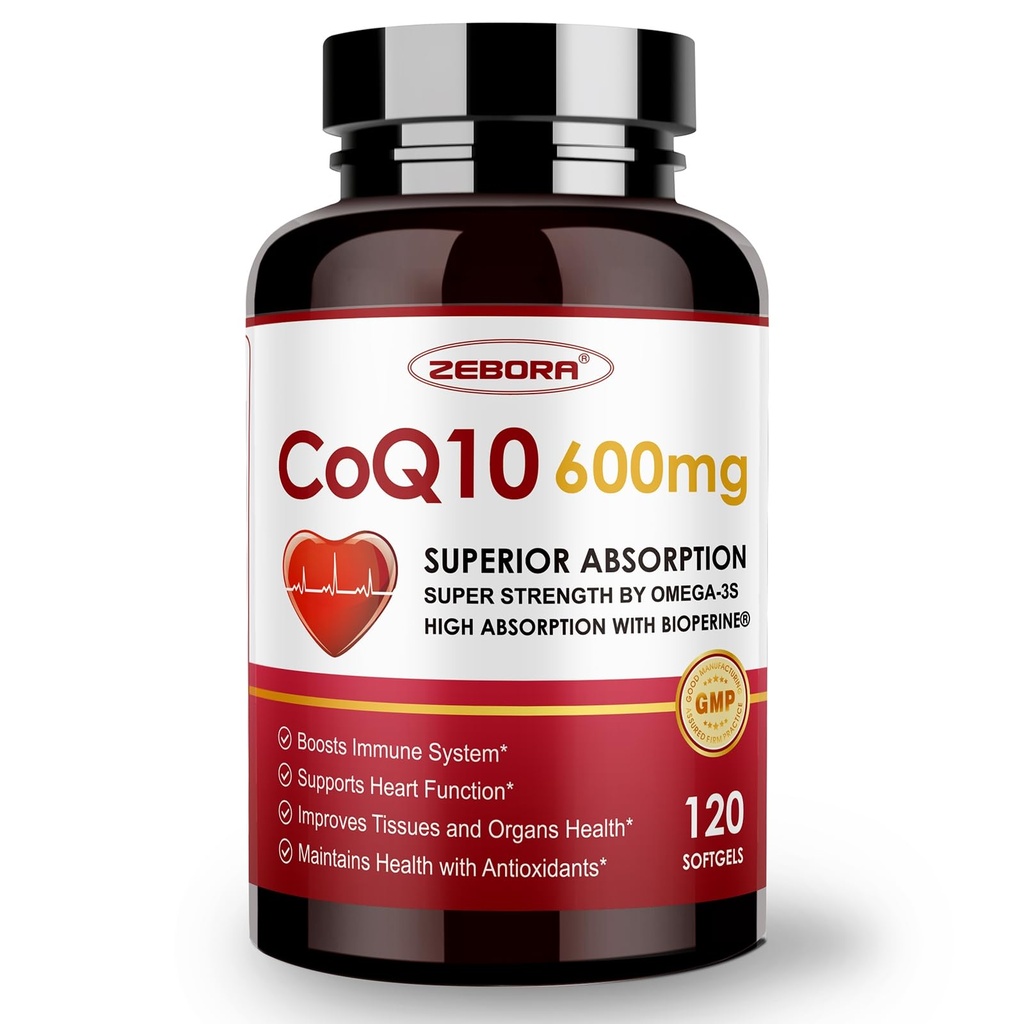 CoQ10-600 mg-Softgels - Ekstra Kuvvetli Coenzyme Q10 PQQ, Omega-3 & BioPerine - High Abpole CoQ10 Supplements Antioxy (Ubiquinone) for Heart Health & Energy Production, 120 Softgels