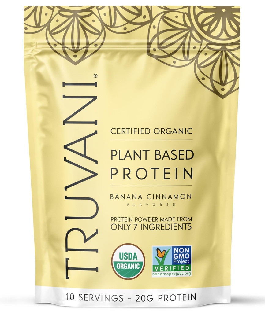 Truvani Vegan Pea Protein Toz | Banana Cinnamon | 20g Organik Plant Temel Protein | 10 Hizmet | Keto | Gluten & Dairy Free | Low Carb | No Ek Olmayan Şeker