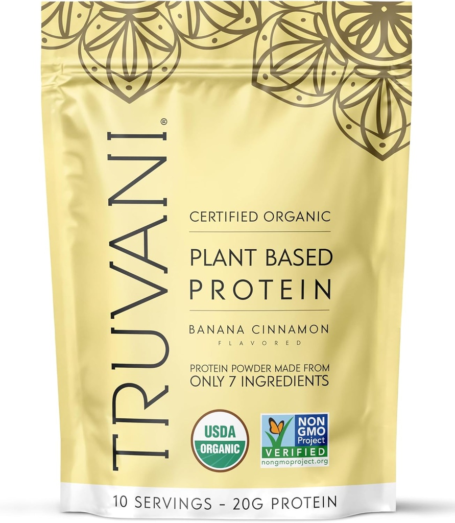 Truvani Vegan Pea Protein Toz | Banana Cinnamon | 20g Organik Plant Temel Protein | 10 Hizmet | Keto | Gluten & Dairy Free | Low Carb | No Ek Olmayan Şeker