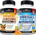 Triple Strength Omega 3 Fish Oil Softgels (1 Month Supply) Plus Turmeric Curcumin with Black Pepper Extract 1500mg Complex (Trial Size)