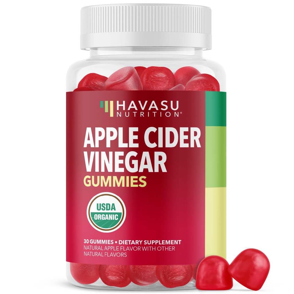 Apple Cider Vinegar Gummies - Organik ACV Vitaminleri Digestive Health, Metabolism & Gut Desteği - 30 Kont - Vegan, Non-GMO, Gluten-Free - Flavor & No Harsh Taste - 15 Day Supply