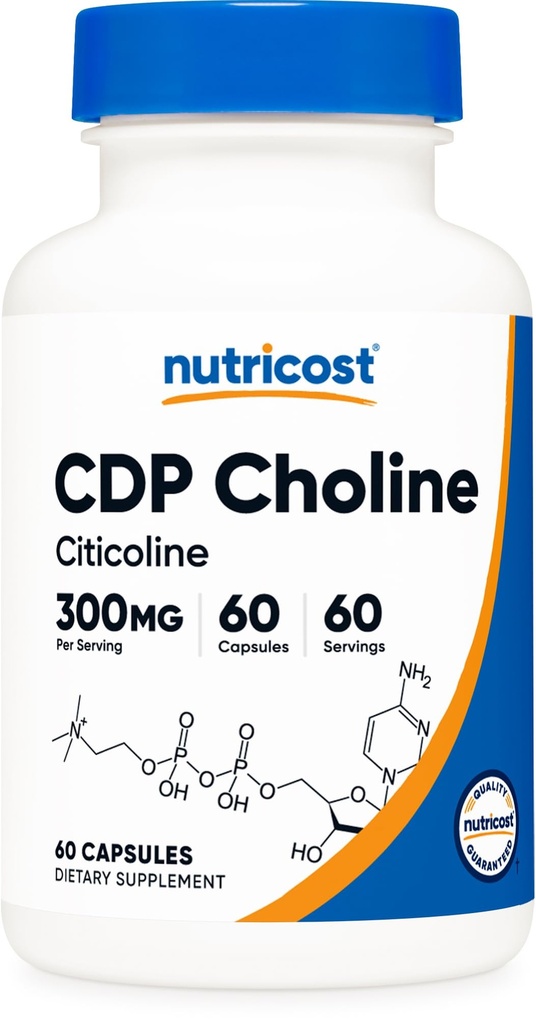 Nutricost CDP Choline (Citicoline) 300 mg, 60 Vegetarian Capsules - Non-GMO, Vegetarian Friendly, Gluten Free ...