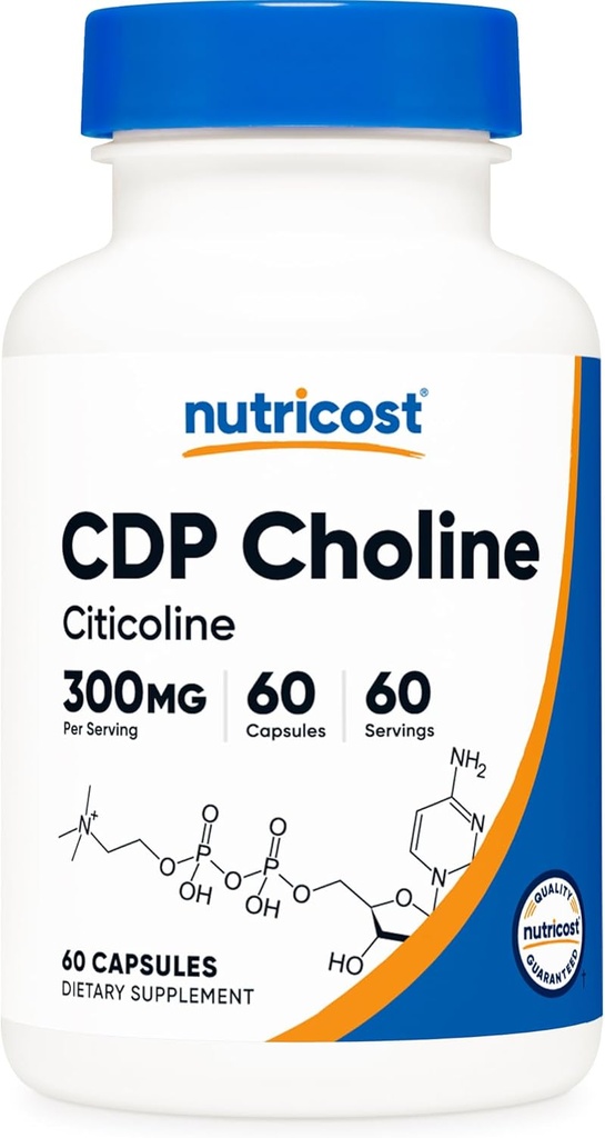 Nutricost CDP Choline (Citicoline) 300 mg, 60 Vegetarian Capsules - Non-GMO, Vegetarian Friendly, Gluten Free ...