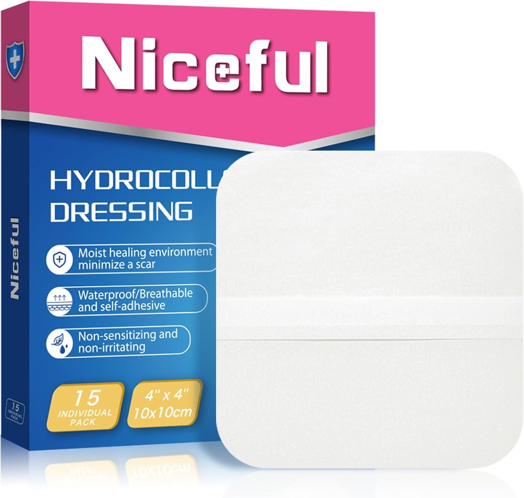 15 Kont Hydrocolloid Bandages 4x4 in, Hydrocolloid Yara Yaralar için İyileştirme Bantları Giyiyor, Su Yaraları Büyük Giyiyor