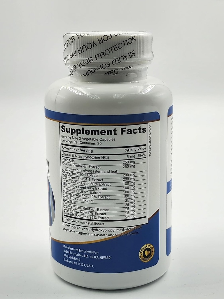 Uric Acid Pro - Cranberry ile Doğal Supplement, Celery, Tart Cherry, Devil's Claw ve Green Coffee Bean Ekstralar - 60 Sebze Kapsülleri