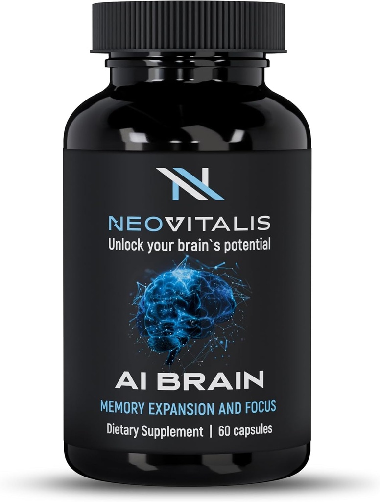 AI Brain Nootropic συμπλήρωμα για την εστίαση, μνήμη & ψυχική σαφήνεια βελτίωση κάψουλες για άνδρες και γυναίκες, καφεΐνη-ελεύθερος καθημερινή γνωστική υποστήριξη με Bacopa, Alpha GPC & βιταμίνη B6, 60 κάψουλες χορτοφάγων