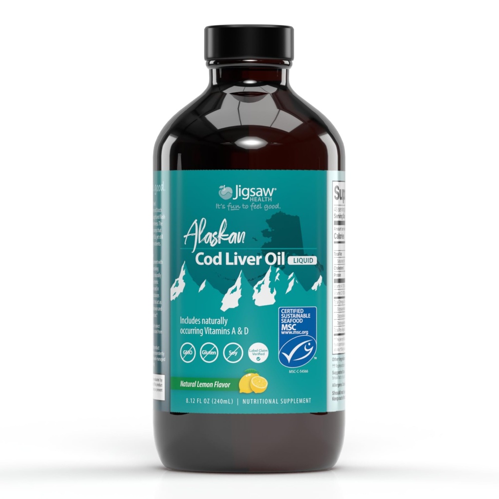 Jigsaw Health Alaskan Cod Liver Oil Liquid, 48 Servisler