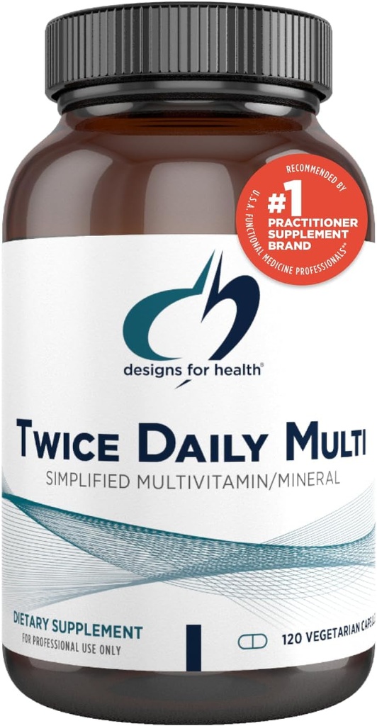 Designs for Health Methylated Multivitamin for Women & Men - Twice Daily Multimineral Supplement & Multivitamin Without Iron + Methylated B12 and Folate, Vitamin C, K, D, E + More (120 Capsules)