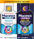 Mucinex Fast-Max Ψυχρό και Γρίπη & Nightshift Ιατρική για ενήλικες, Over-The-Counter Πακέτο Combo Φάρμακο για την ανακούφιση του πονεμένου λάρυγγα, αποσυμφορητικό, βήχας & κρύα ιατρική (2 x 6 Fl Oz)