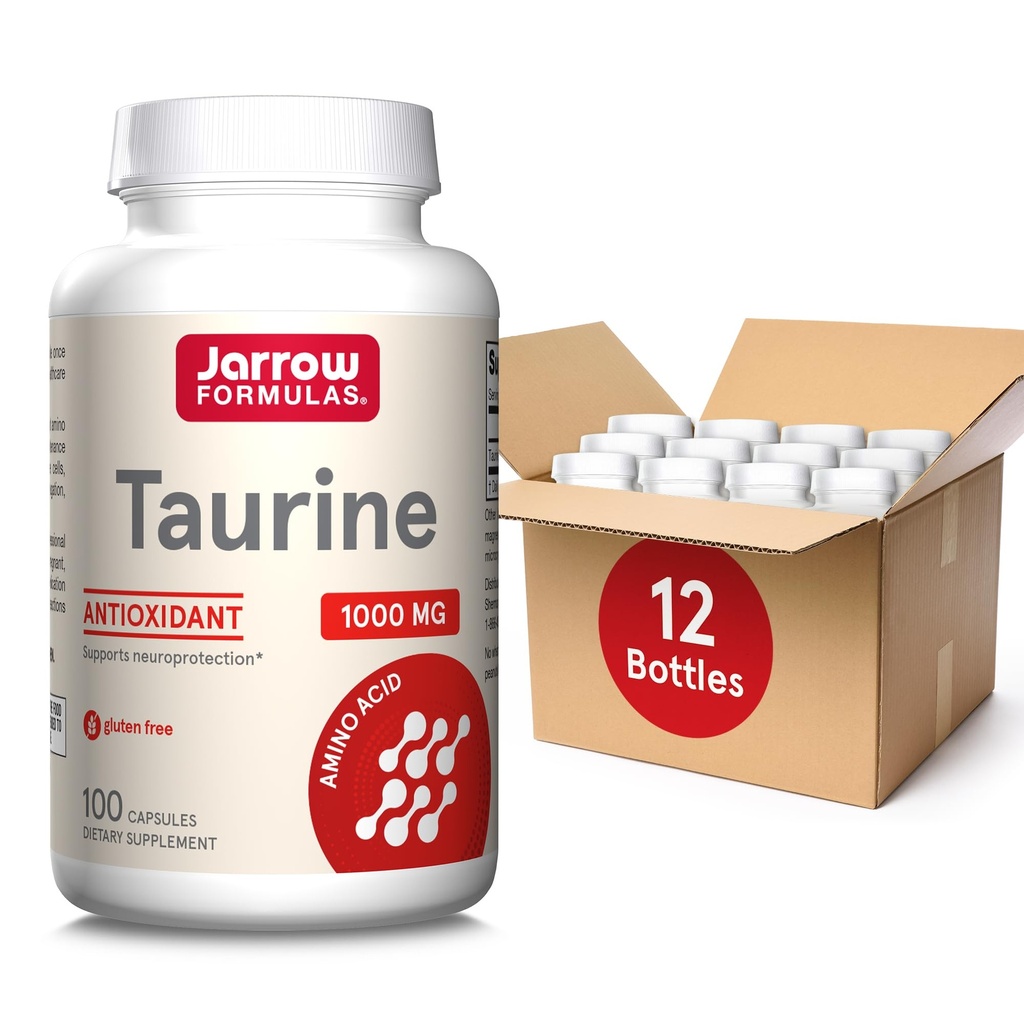 Jarrow Formulas Taurine 1000 mg, Diyetsel Supplement, 100 Capsules, 100 Day Supply, (Brook of 12)
