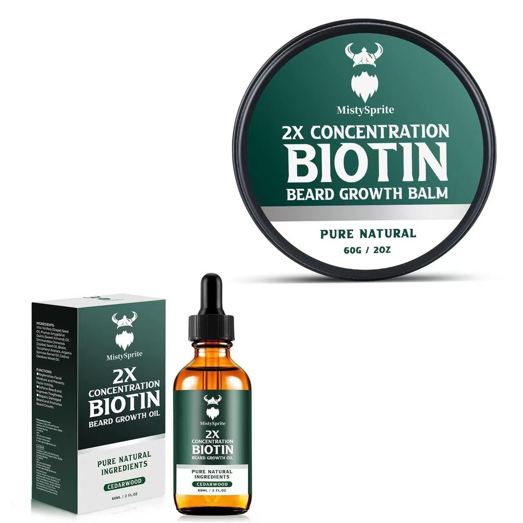 Biotin Beard Balm για τους άνδρες & Conditioning Beard Wax και Growth Beard Growth Oil με 2X συγκέντρωση Biotin για τους άνδρες, Hydrates & Thickens μαλλιά προσώπου