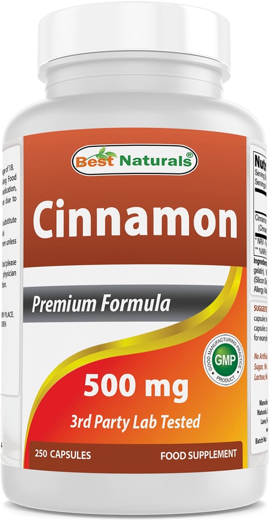 En İyi Doğallar Cinnamon 500 mg 250 Capsules (250 Kont (1.5 km)