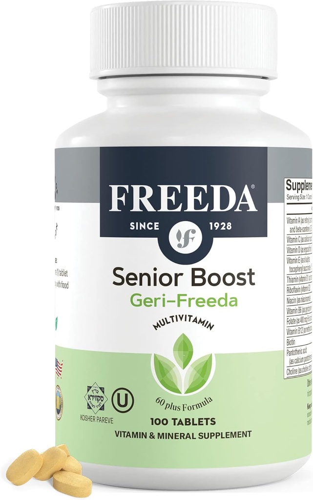 Freeda Senior Multivitamin - Erkekler ve Kadınlar için Kosher Vitaminleri 60 ve Over - Bir Günlük Kaplama Tablet - Kadın ve Erkeklerin Vitaminleri 60 Plus - Kadınlar için Çok Vitaminler 60 Plus Yaşlılık (100 Kont)