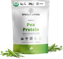 Sprout Living Organic Pea protein Toz, Unflavored, 20 Grams of Plant bazlı Organik Protein Toz Yapay Tatlıcılar olmadan, Sütsiz, Non-GMO, Vegan, Gluten Free (1 Pound, 19 Hizmet)