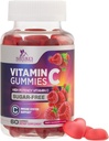 Sugar Free Vitamin C Gummies - Immune Support & Antioxidant VitaminC Dietary Supplement - Vegan, Non-GMO, Dairy & Gluten Free C Vitamin Gummy - Raspberry Flavor for Kids & Adults - 60 Count Gummies