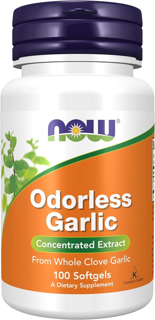 NOW Foods Supplements, Odorless Garlic (Allium sativum), Concentrated Extract, 100 Softgels
