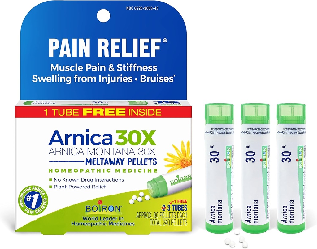 Boiron Arnica Montana 30X Homeopathic Tıp Kas Ağrısı, Kas Stiffness, Bruises'tan Yararlanma ve 3 Kont (240 Ultrasonik)