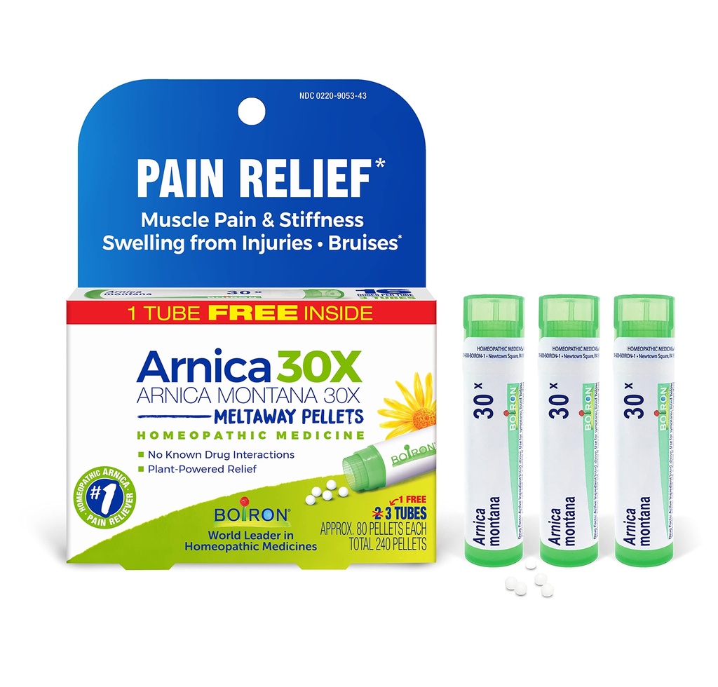 Boiron Arnica Montana 30X Homeopathic Tıp Kas Ağrısı, Kas Stiffness, Bruises'tan Yararlanma ve 3 Kont (240 Ultrasonik)