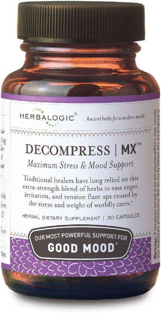 Herbalogic - Decompress MX Herb Capsules - maksimum Stres ve Gerginlik - Öfke ve Moodiness, Olumlu Mood Destek - Geleneksel Çin Formula Xiao Yao San - 30 Cap Count