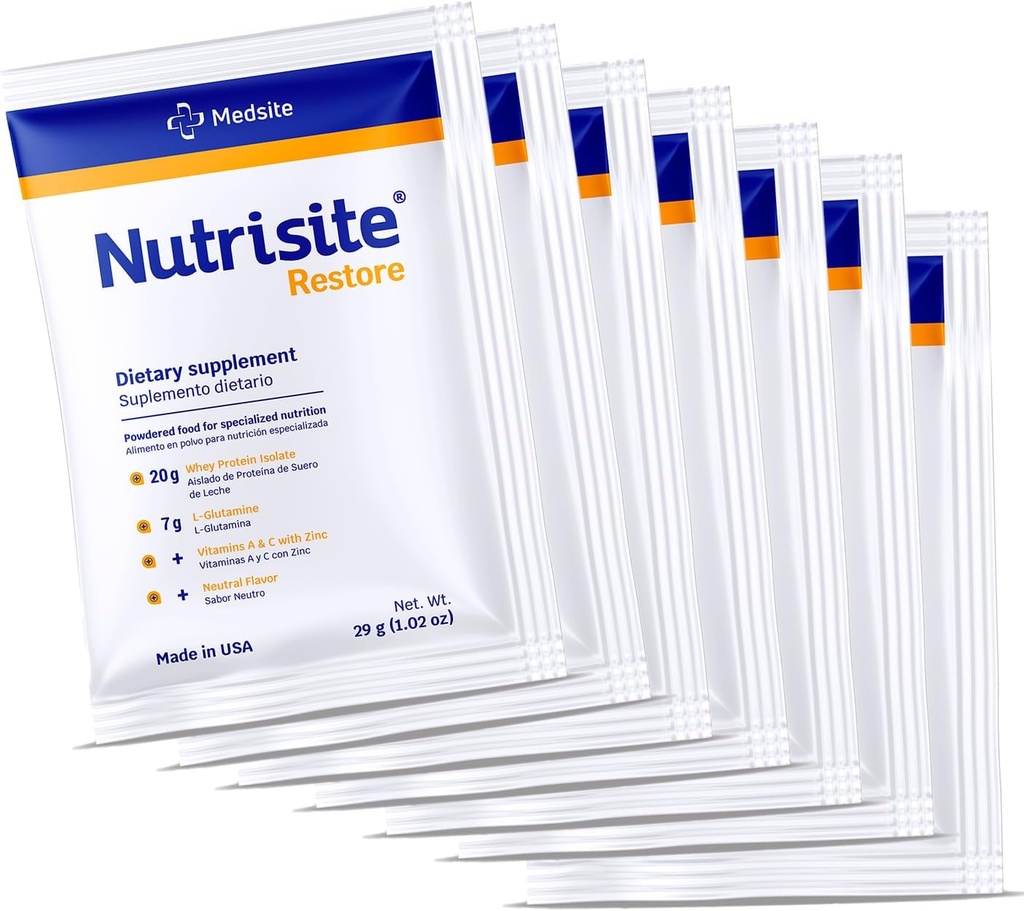 Nutrisite Tozu Yara İyileştirme Desteği için geri yükleme, Whey Isolate proteini, L-Glutamine, Vitaminler A, C ve çinko - Gluten ve Sacarose Free, Unflavored (7 Hizmet) 1.02 Oz