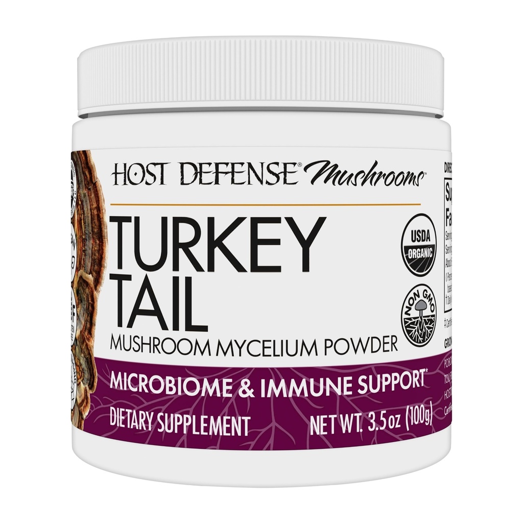 Host Defense Turkey Tail Mushroom Powder - Digestive Health & Immune Response Support Supplement - Mushroom Supplement for Gassetic & Gut Microbiome Support - 3.5 oz (66 Servings)*