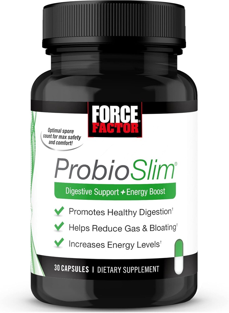 Kadın ve Erkekler için Kuvvet Faktörü ProbioSlim Probiyotikleri, Digestive Health için Probiyotikler Bloating, Gas, & Occasional Diarrhea, Prebiyotiks, LactoETTEe, & Green Tea for Energy, 30 Capsules