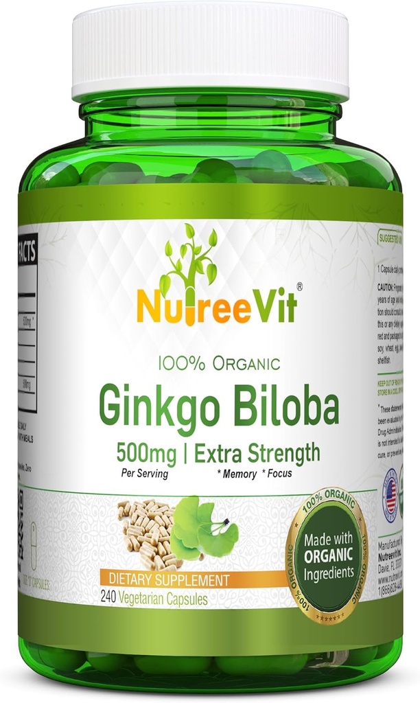 NutreeVit GU Biloba Herbal Supplement Capsules (240 Kont)
