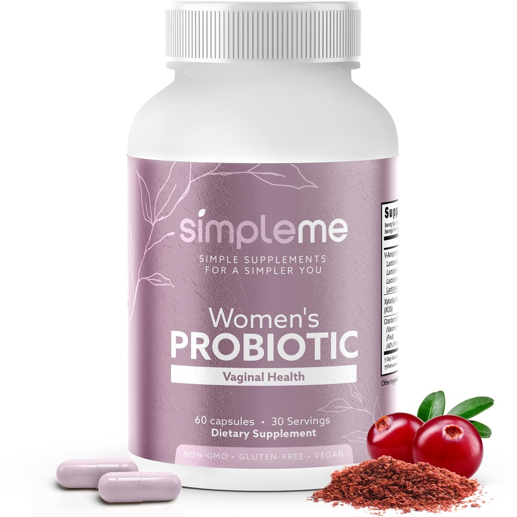 Basitme Kadınlar Prebiyotiks, Cranberry - Kadınlar için Vaginal Probiyotikler - pH Dengesi için UTI, Vaginal Health, Gut Flora - Kadın Probiyotikleri Sağlık için Kompleks - 60 Capsules