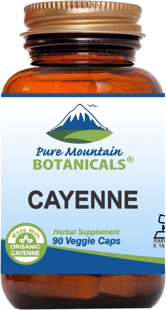 Saf Dağ Botanikleri Cayenne Pepper Capsules - 90 Kosher Vegan Caps with 500 mg Organik Cayenne Pepper with Capsaicins