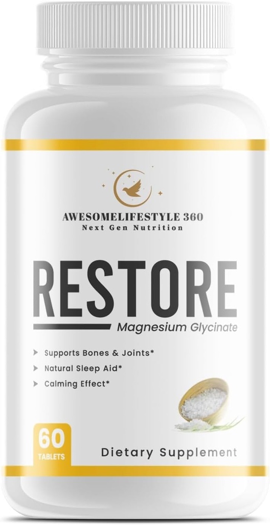 Müthiş yaşam tarzı360 Next Gen Nutrition Restore Glycinate Natural Sleep Vitamin Calm The Brain, Supports Bones and Joints, Natural Sleep Aid - (60 Tablet)